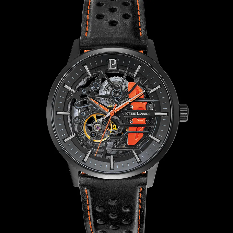 Montre Homme PADDOCK Noir Cadran Noir Bracelet Cuir Noir 22 MM