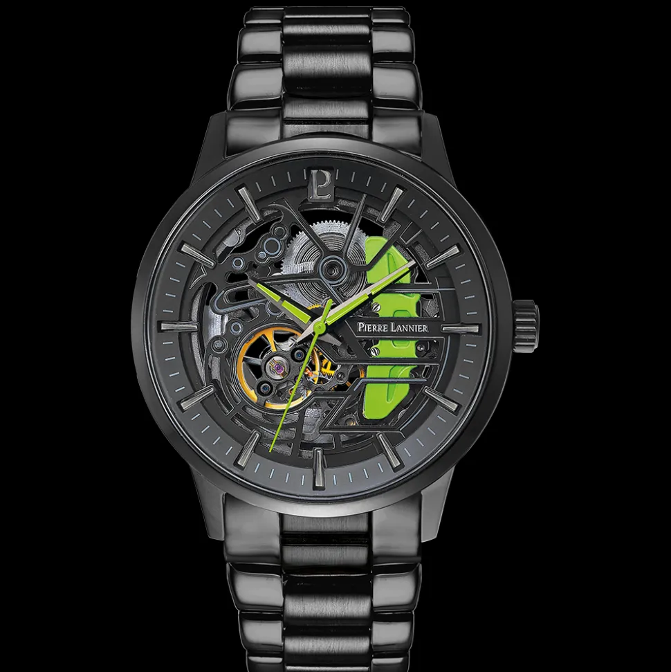 Montre Homme PADDOCK Noir Cadran Noir Bracelet Acier Noir 22 MM