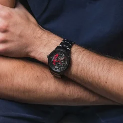 Montre Homme PADDOCK Noir Cadran Noir Bracelet Acier Noir 22 MM