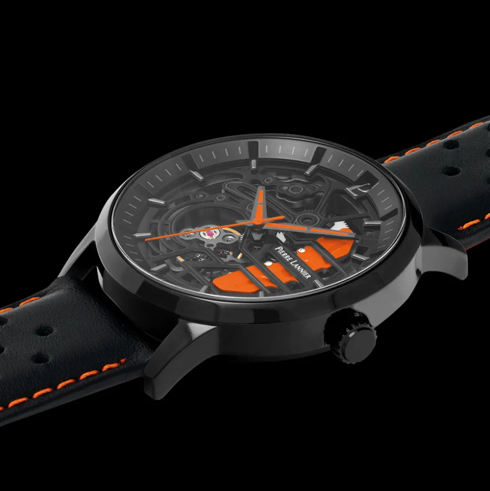 Montre Homme PADDOCK Noir Cadran Noir Bracelet Cuir Noir 22 MM