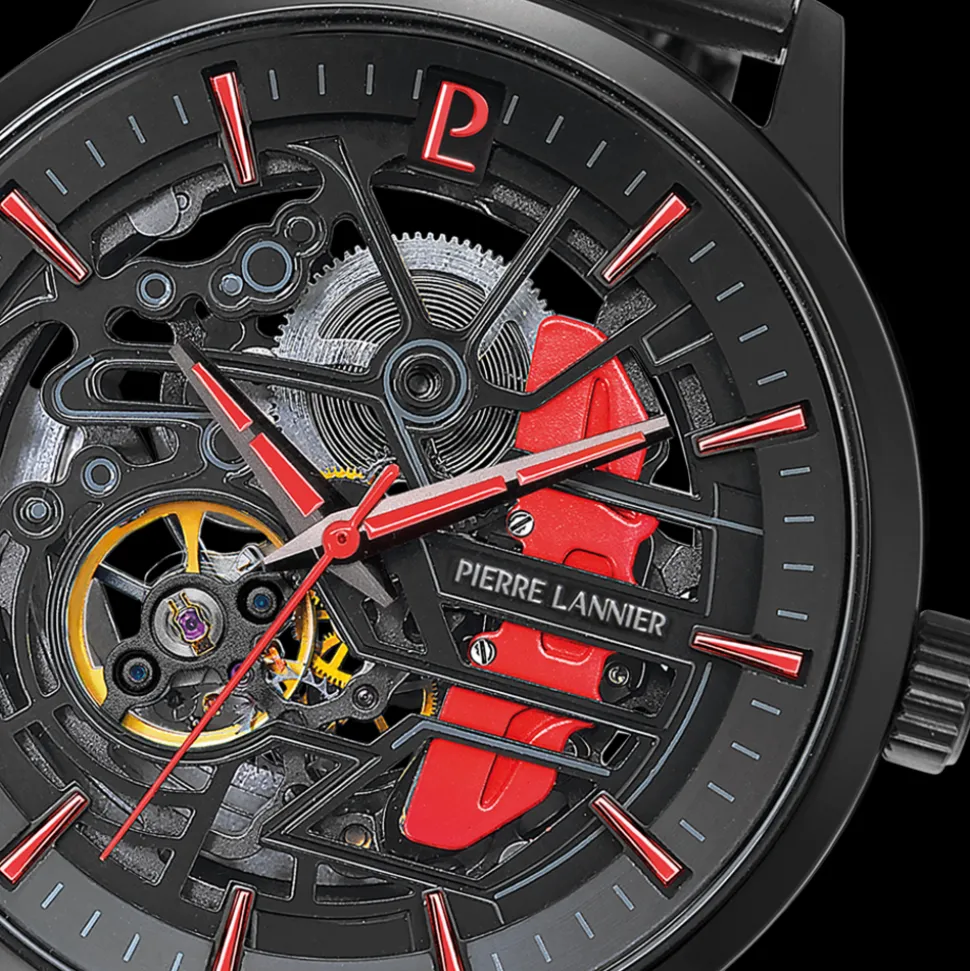 Montre Homme PADDOCK Noir Cadran Noir Bracelet Acier milanais Noir 22 MM