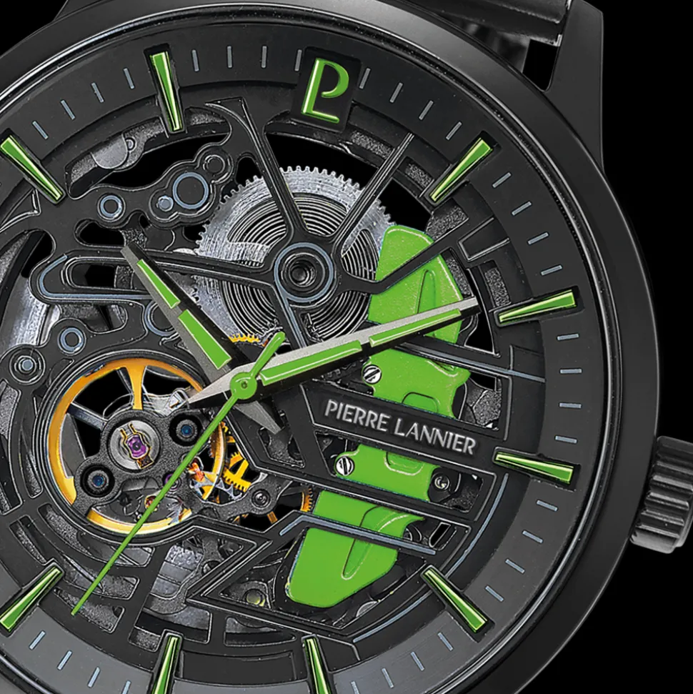 Montre Homme PADDOCK Noir Cadran Noir Bracelet Acier milanais Noir 22 MM