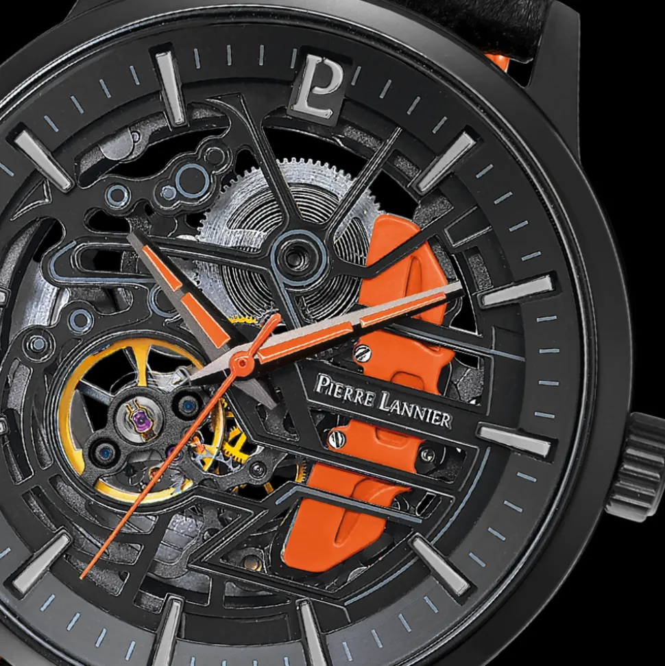 Montre Homme PADDOCK Noir Cadran Noir Bracelet Cuir Noir 22 MM