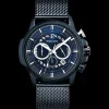 Montre Homme SENTINELLE Cadran Bleu Bracelet Acier milanais Bleu