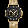 Montre Homme SENTINELLE Cadran Noir Bracelet milanais Doré