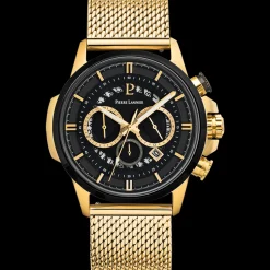 Montre Homme SENTINELLE Cadran Noir Bracelet milanais Doré