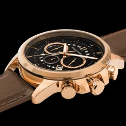 Montre Homme SENTINELLE Cadran Noir Bracelet Cuir Brun