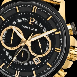 Montre Homme SENTINELLE Cadran Noir Bracelet milanais Doré
