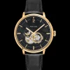 Montre Homme TRIO Cadran Noir Bracelet Cuir Noir