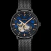 Montre Homme TRIO Cadran Bleu Bracelet Acier milanais Noir