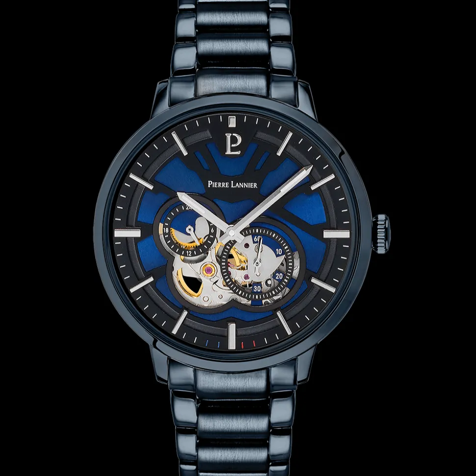 Montre Homme TRIO Cadran Bleu Bracelet Acier Bleu