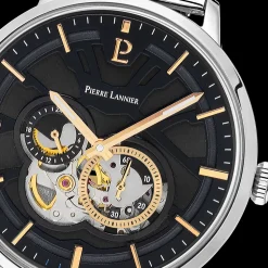 Montre Homme TRIO Cadran Noir Bracelet Acier milanais Argenté